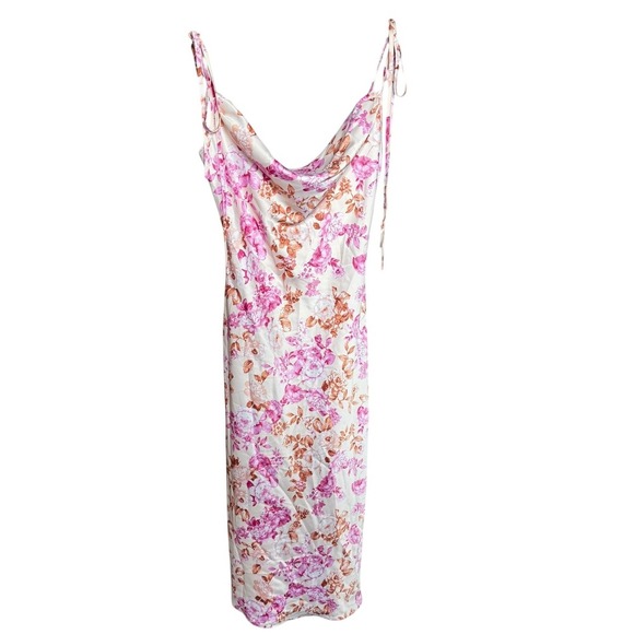Wayf The Beverly Cowl Neck Midi Dress Pink Floral XS Spring Summer Vacation - Picture 1 of 6